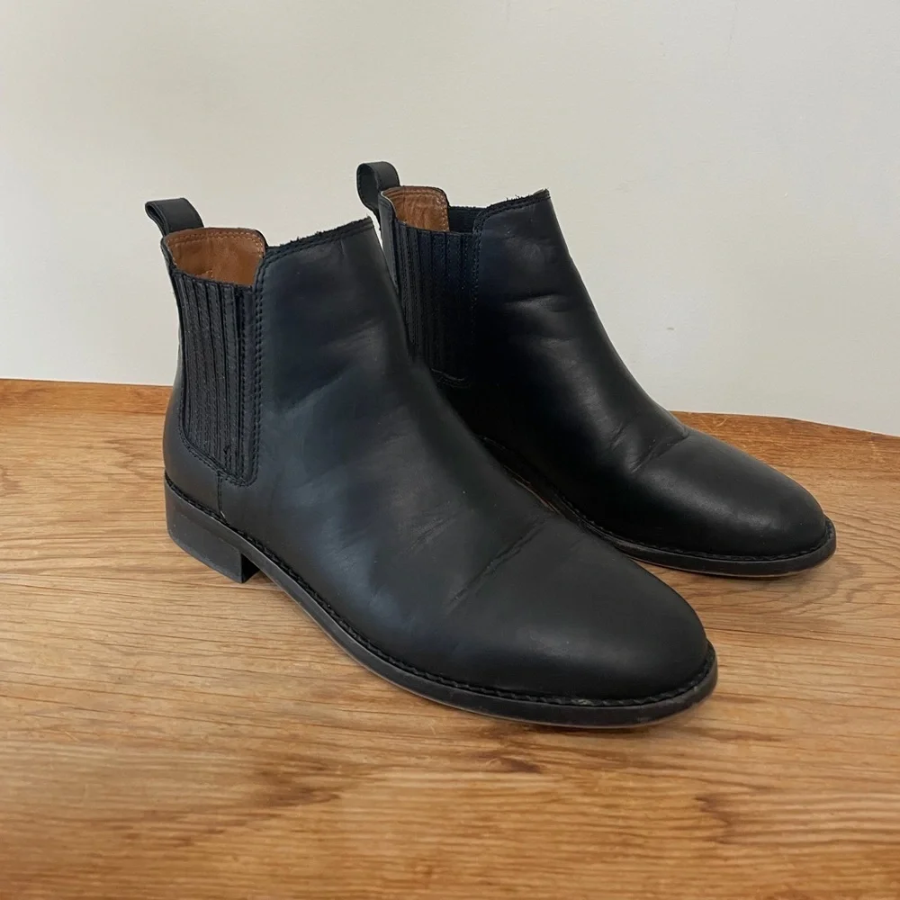 Madewell The Ainsley Chelsea Boot Leather Black Low Heel Ankle Women’s Sz US 7